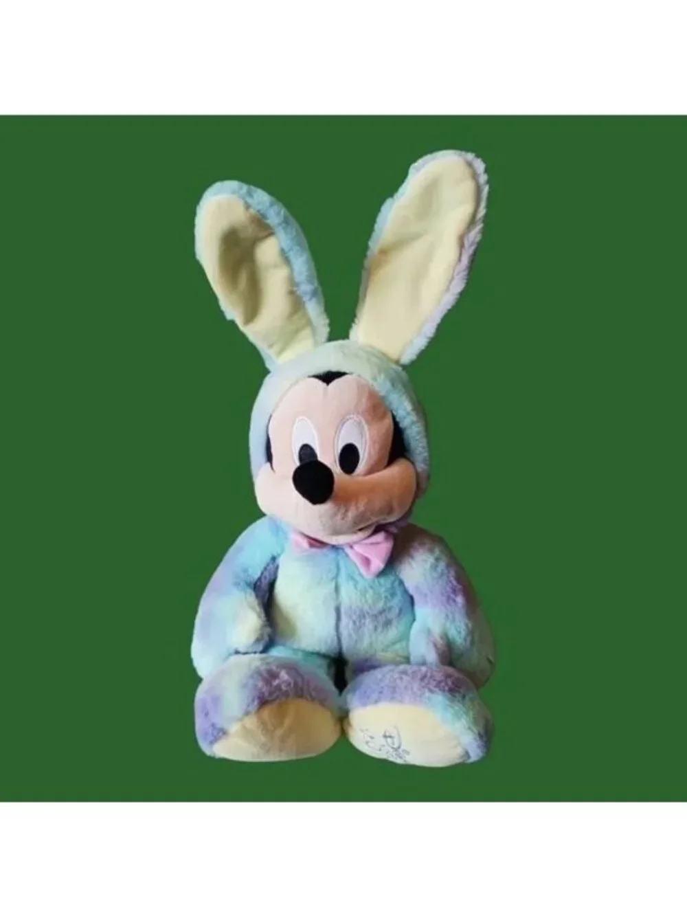 Disney 2020 Mickey Mouse Tye Dye W/Pink Bow Bunny Plush 14inch